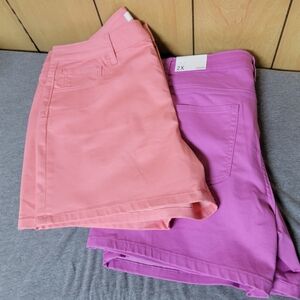 2 Pair of Womens High Waisted Shorts